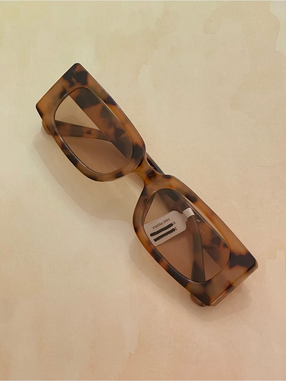 Free People Tortoiseshell Retro Boho Rectangular Sunglasses - Brown Lenses